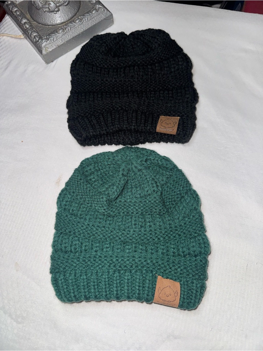 Kids Cozy Knit Beanie - Black & Teal